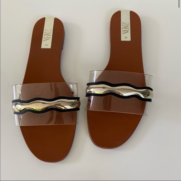 Zara Clear Metallic Trim Sandal